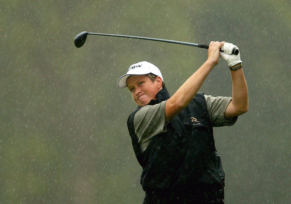 Karen Lunn in the rain